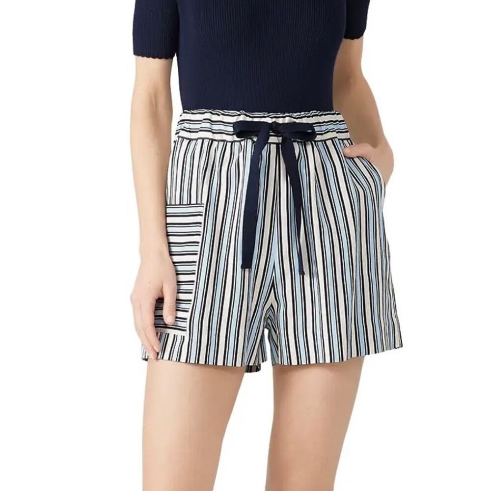 Chinti & Parker Womens Blue Striped Drawstring Culottes Shorts Size Small 6